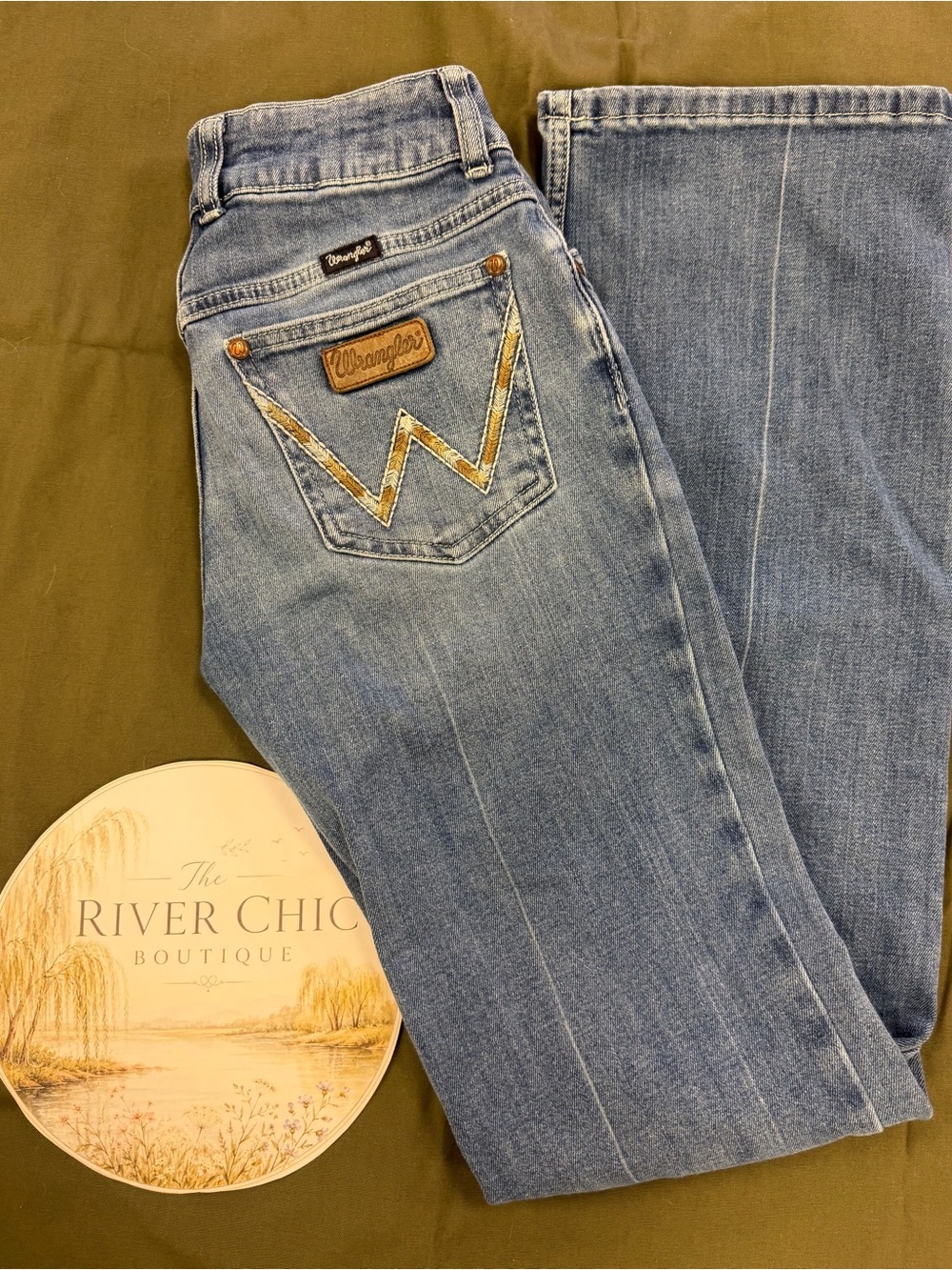 Wrangler Women's Light Blue Boot Cut Jeans with Embroidered W Pocket